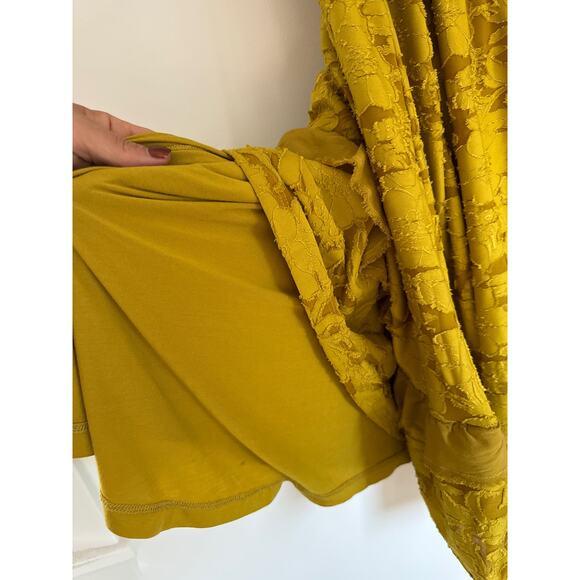 Anthropologie Ruffle Knit Mini Dress in Golden Yellow. Small - Picture 9 of 10